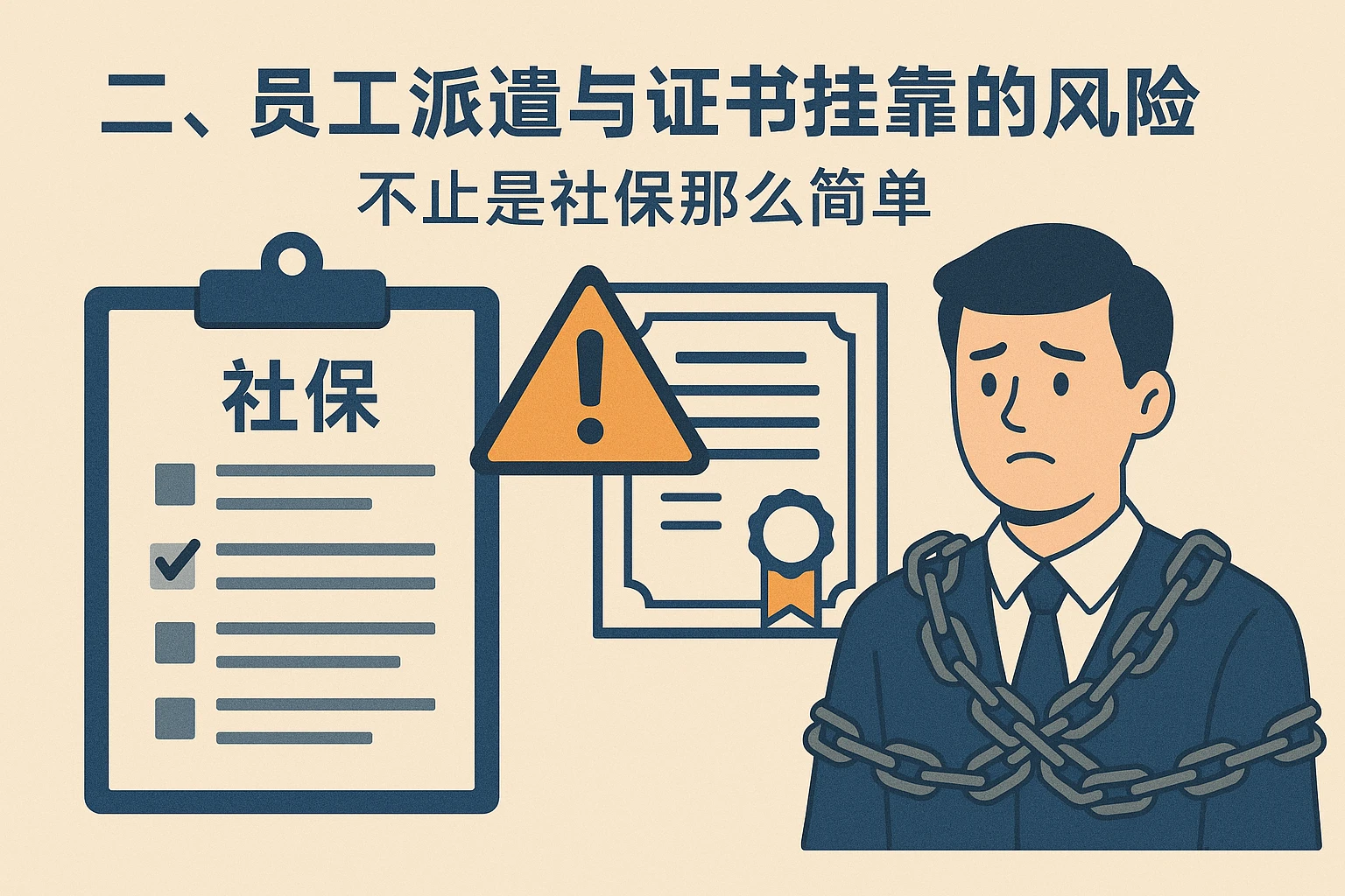 二、员工派遣与证书挂靠的风险：不止是社保那么简单