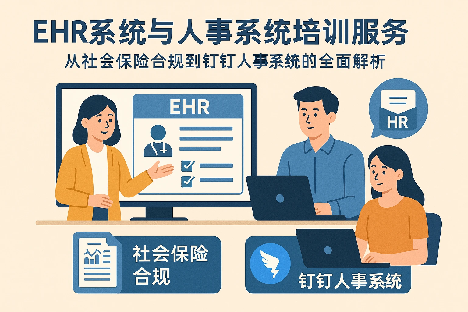 EHR系统与人事系统培训服务：从社会保险合规到钉钉人事系统的全面解析