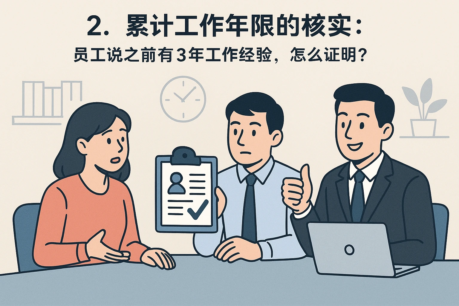 2. 累计工作年限的核实：“员工说之前有3年工作经验，怎么证明？”
