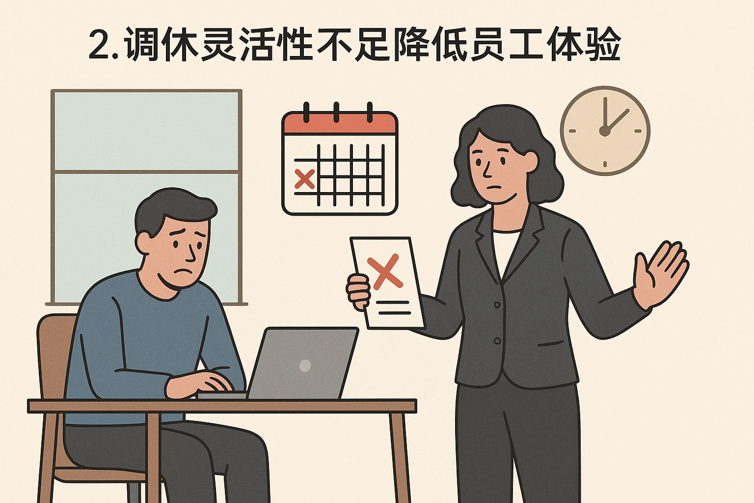2. 调休灵活性不足降低员工体验