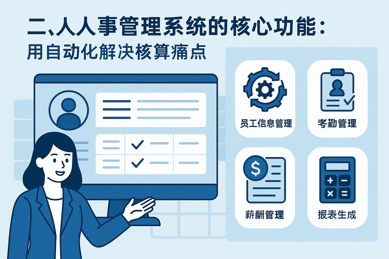 二、人事管理系统的核心功能：用自动化解决核算痛点