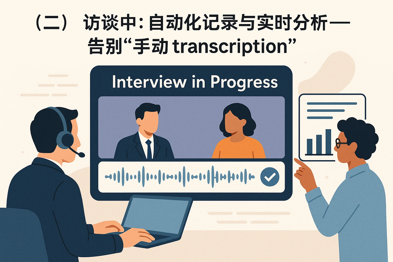 （二）访谈中：自动化记录与实时分析——告别“手动 transcription”