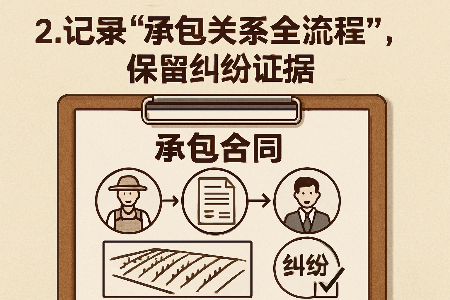 2. 记录“承包关系全流程”，保留纠纷证据