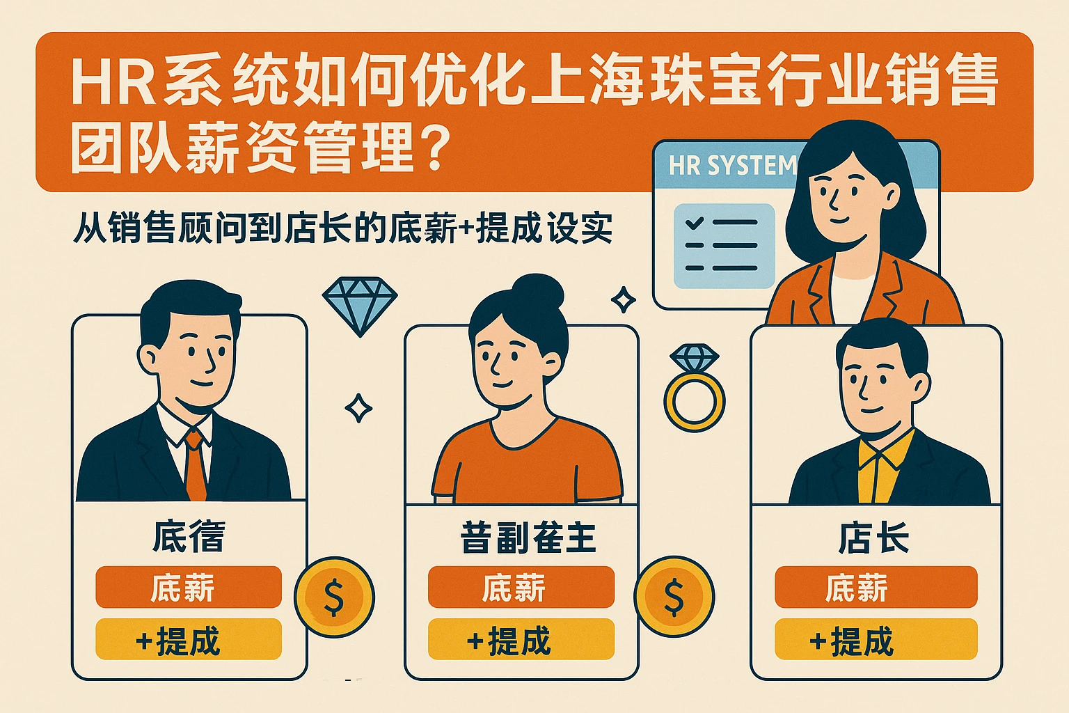 HR系统如何优化上海珠宝行业销售团队薪资管理？从销售顾问到店长的底薪+提成设计实践