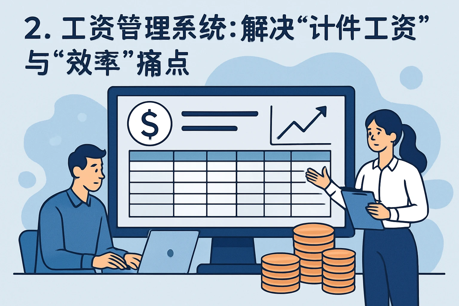 2. 工资管理系统：解决“计件工资”与“效率”痛点