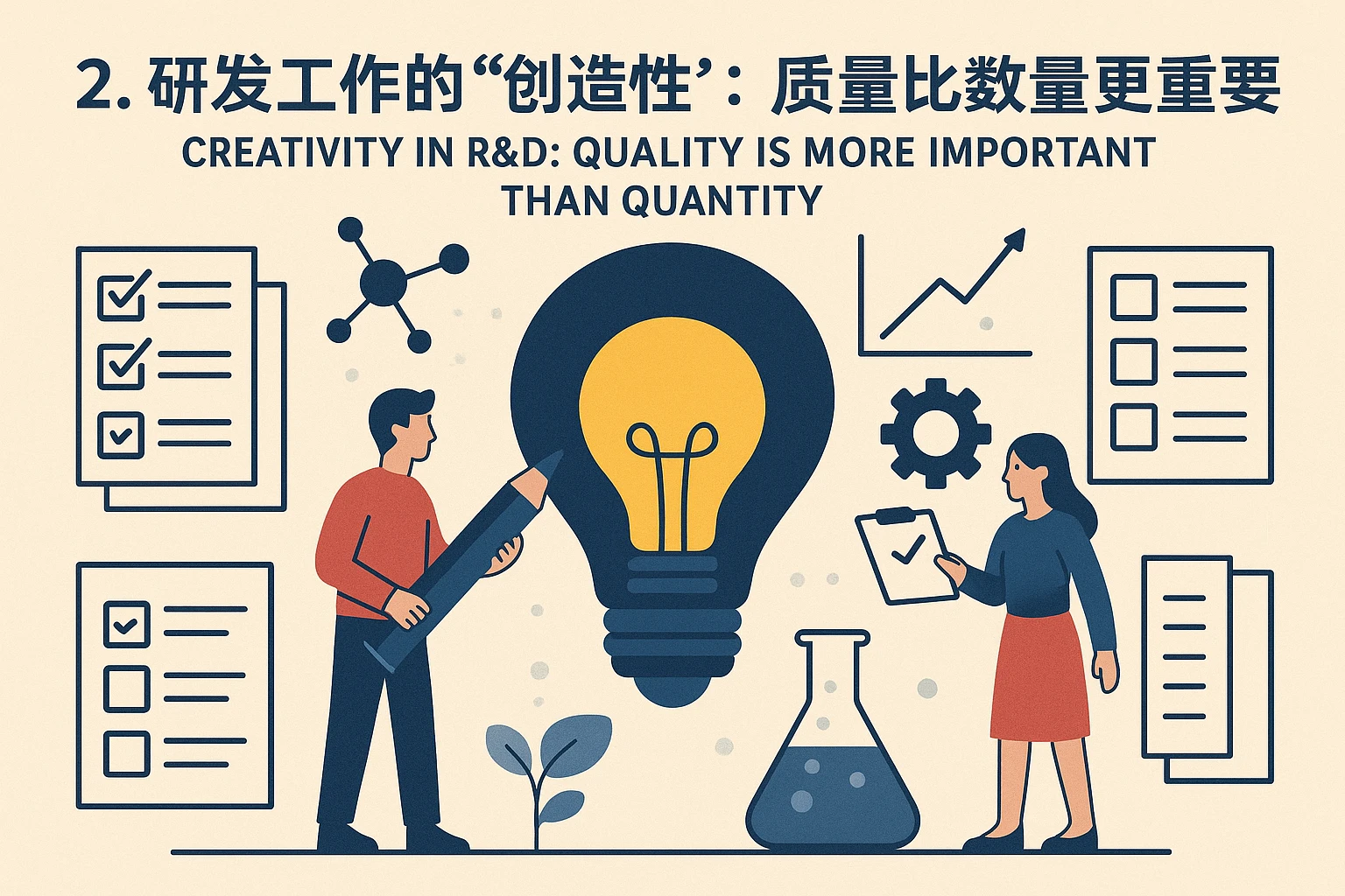2. 研发工作的“创造性”：质量比数量更重要