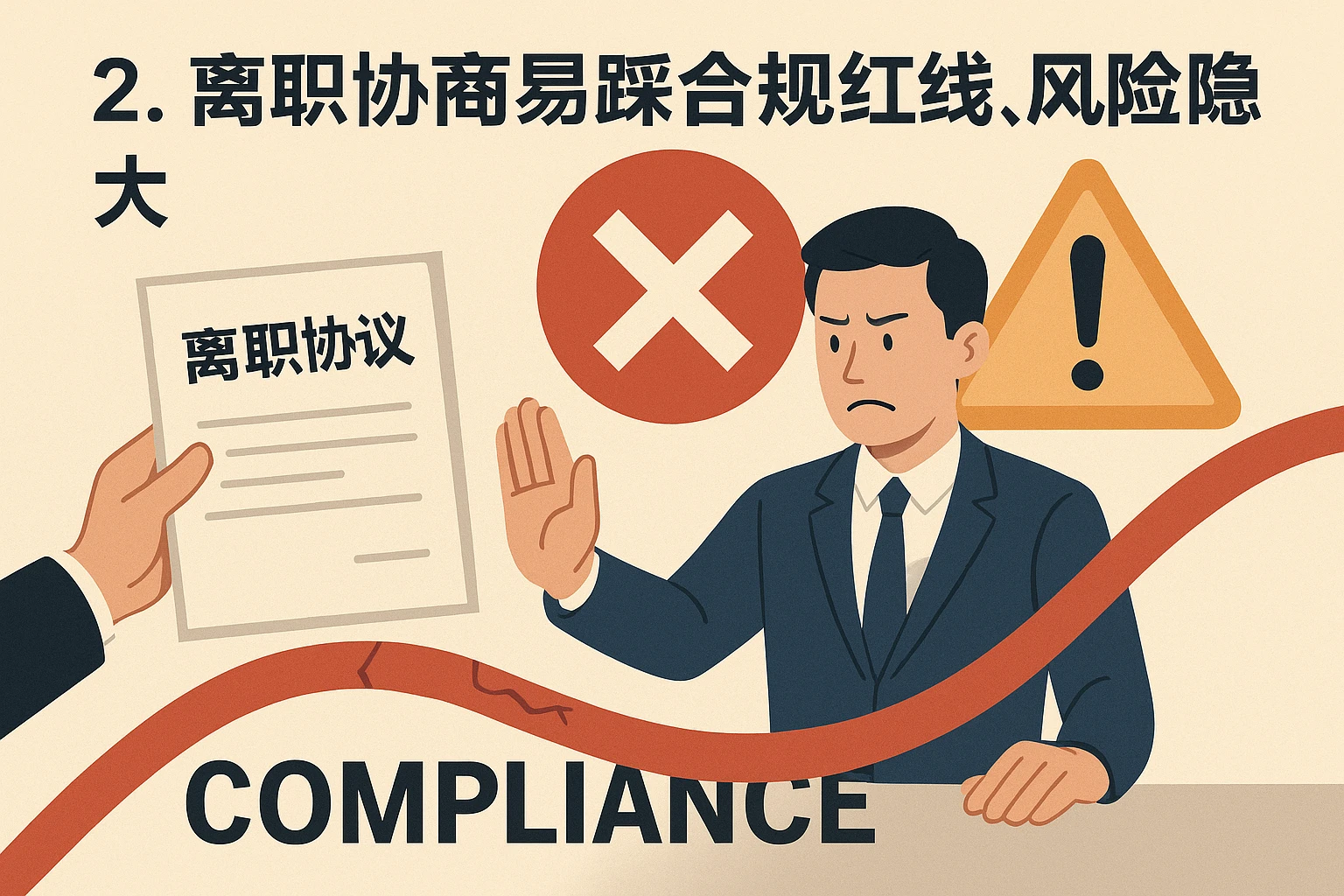 2. 离职协商易踩合规红线，风险隐患大
