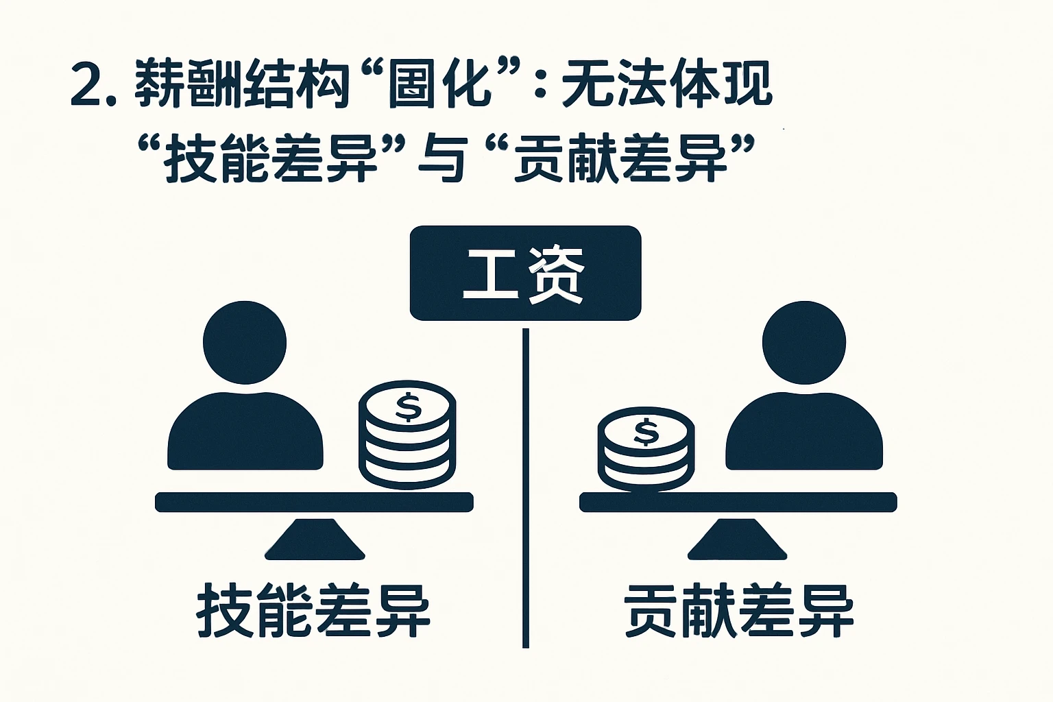 2. 薪酬结构“固化”：无法体现“技能差异”与“贡献差异”