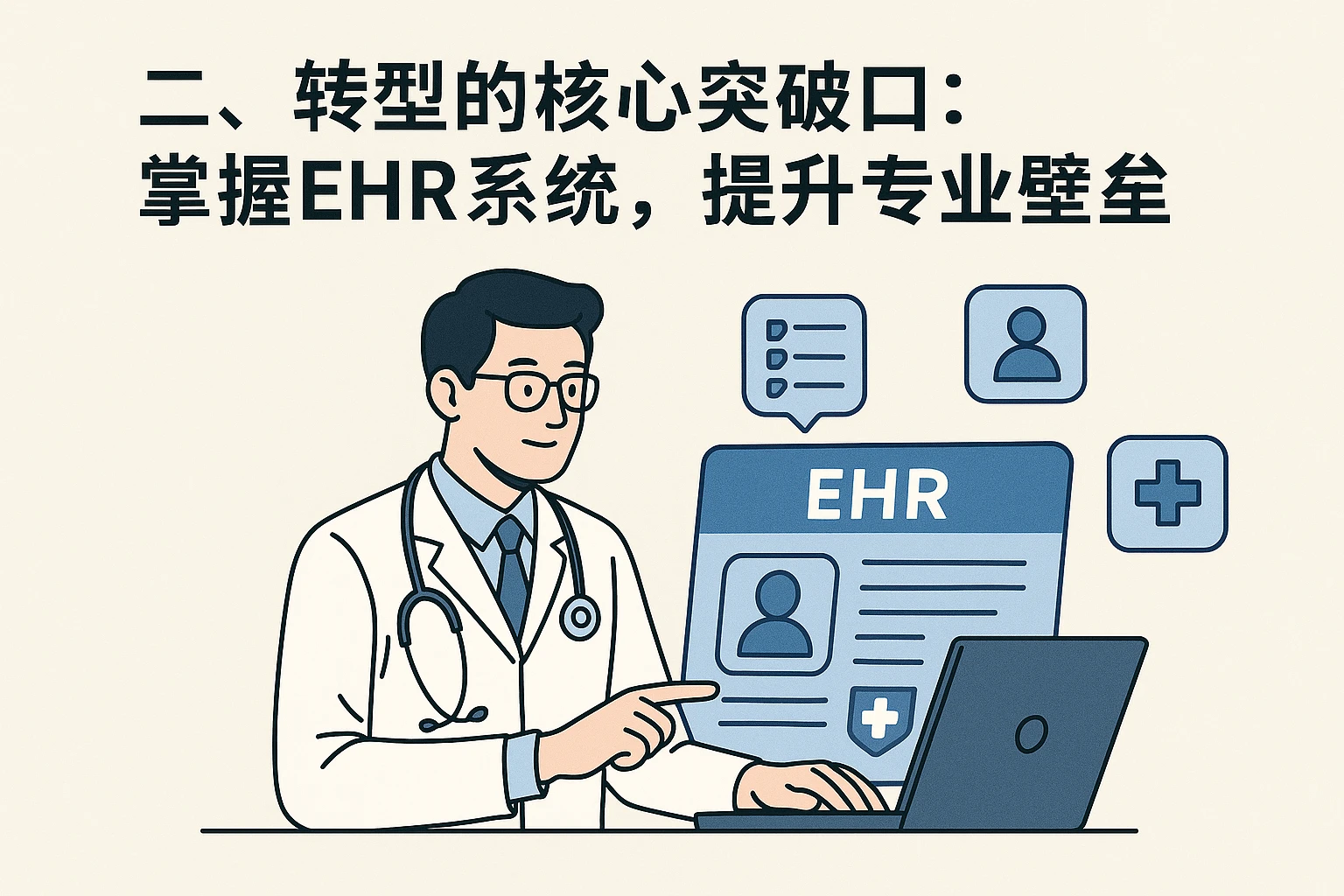 二、转型的核心突破口：掌握EHR系统，提升专业壁垒