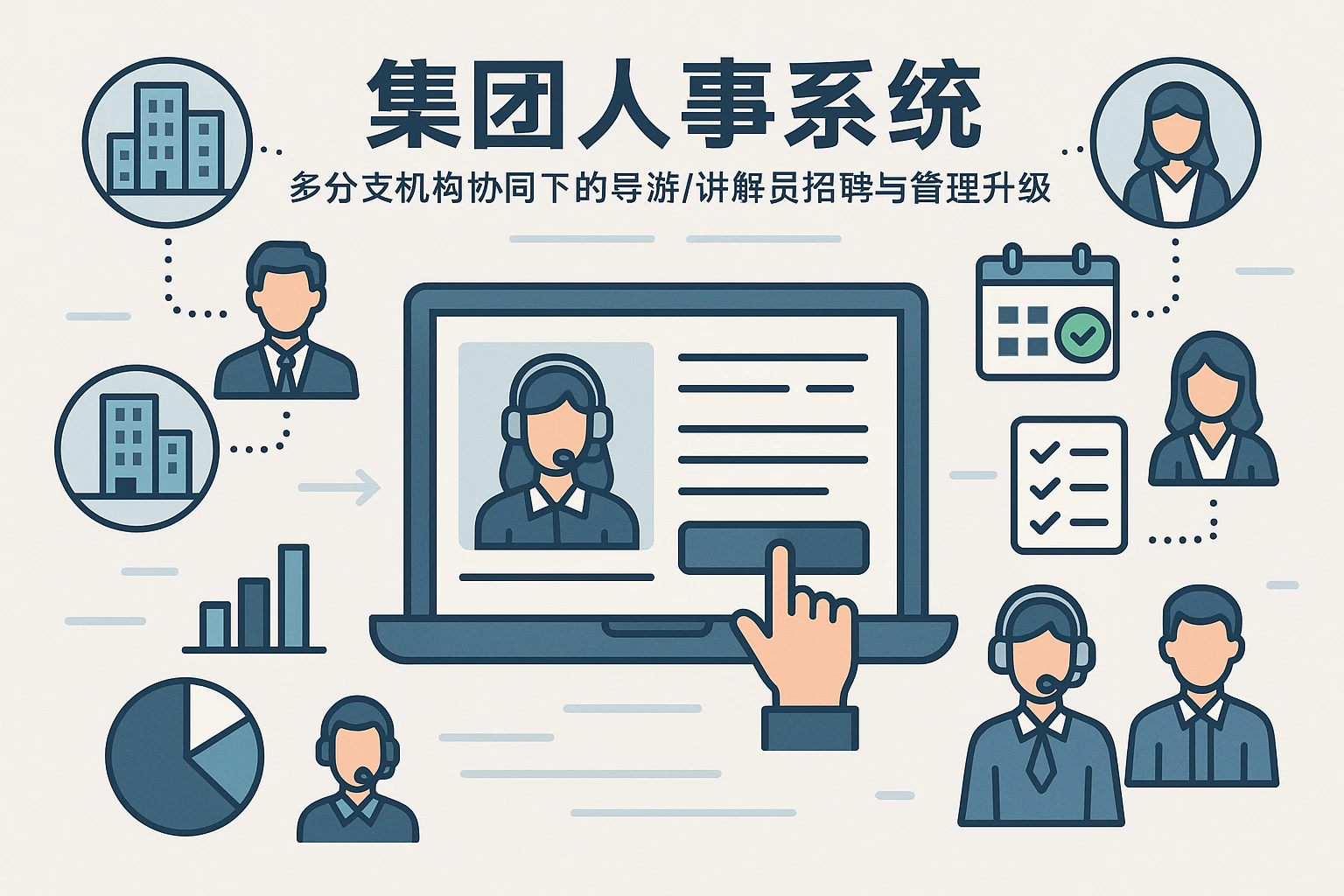 集团人事系统：多分支机构协同下的导游/讲解员招聘与管理升级