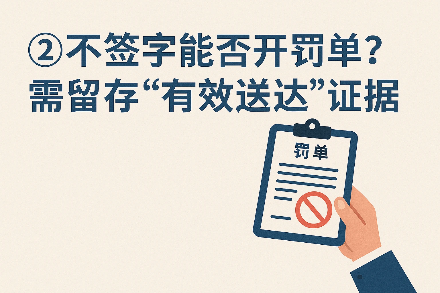 （二）不签字能否开罚单？需留存“有效送达”证据