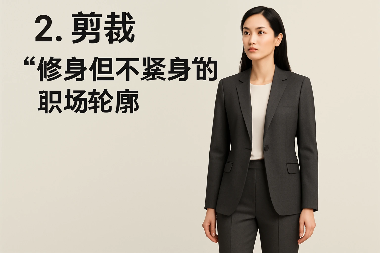 2. 剪裁：“修身但不紧身”的职场轮廓