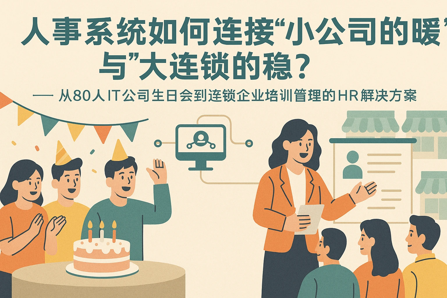 人事系统如何连接“小公司的暖”与“大连锁的稳”？——从80人IT公司生日会到连锁企业培训管理的HR解决方案