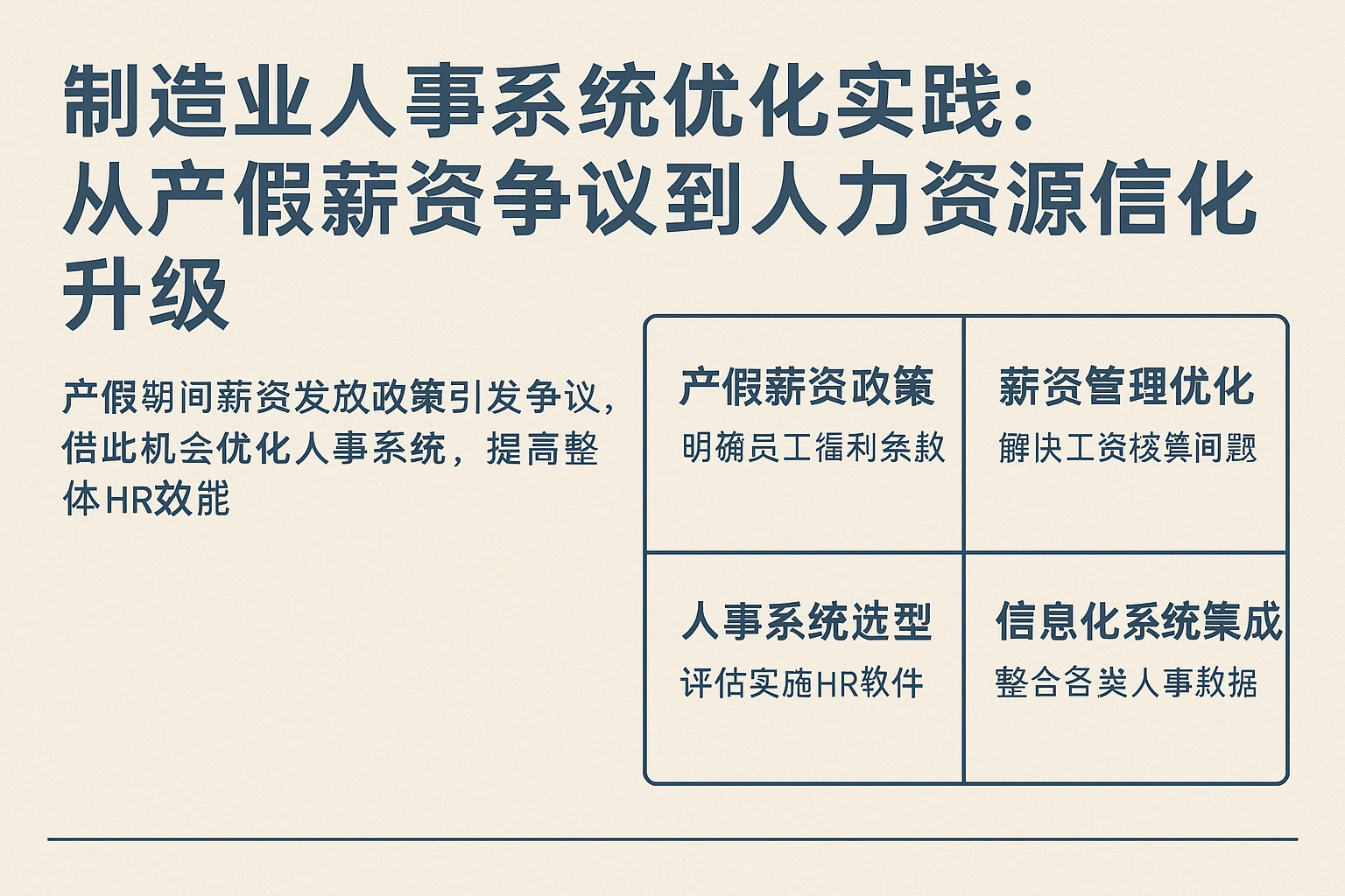 制造业人事系统优化实践：从产假薪资争议到人力资源信息化升级