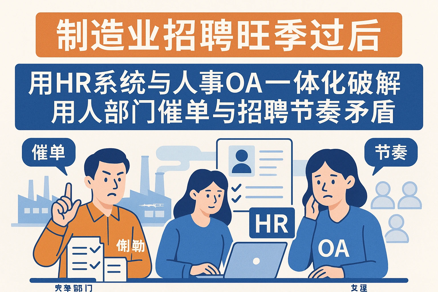 制造业招聘旺季过后：用HR系统与人事OA一体化破解用人部门催单与招聘节奏矛盾