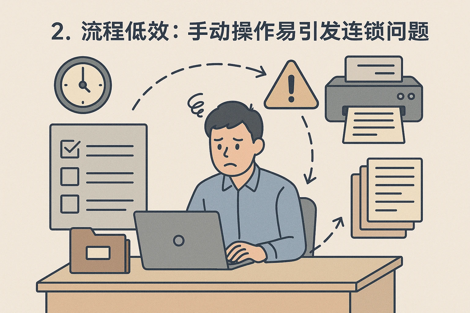 2. 流程低效：手动操作易引发连锁问题