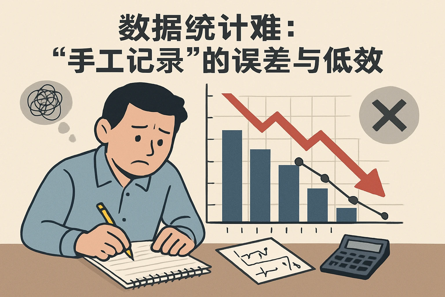 2. 数据统计难：“手工记录”的误差与低效