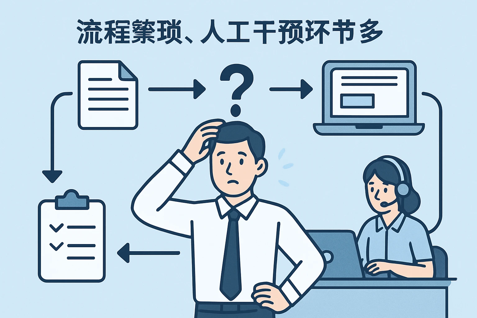 2. 流程繁琐，人工干预环节多