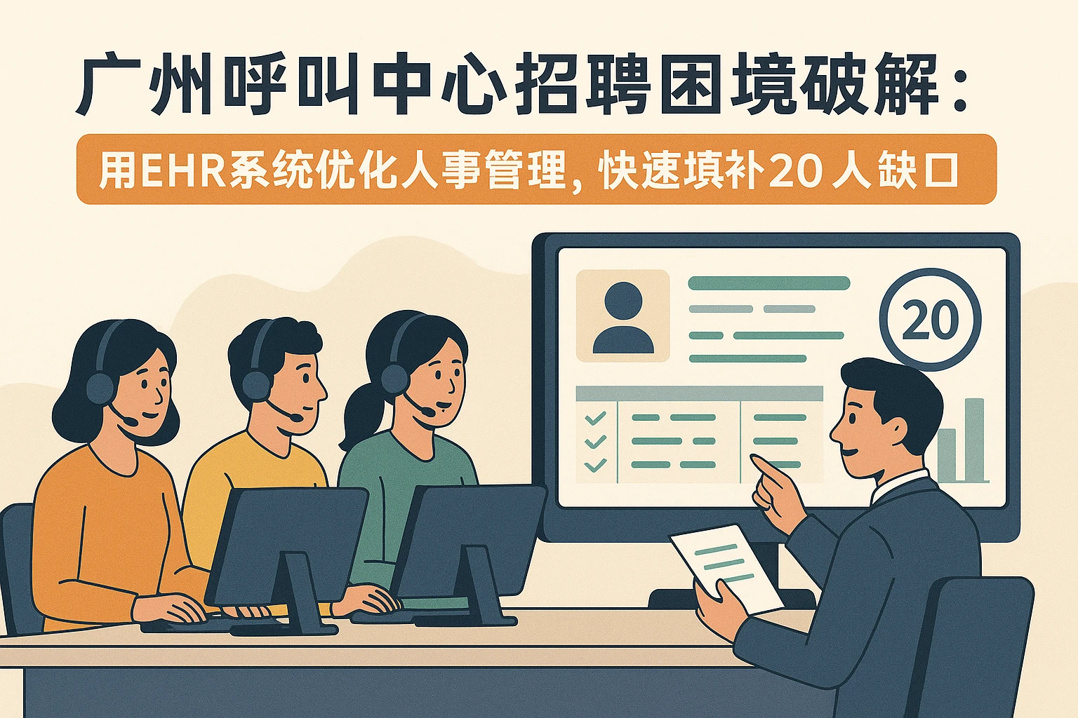 广州呼叫中心招聘困境破解：用EHR系统优化人事管理，快速填补20人缺口