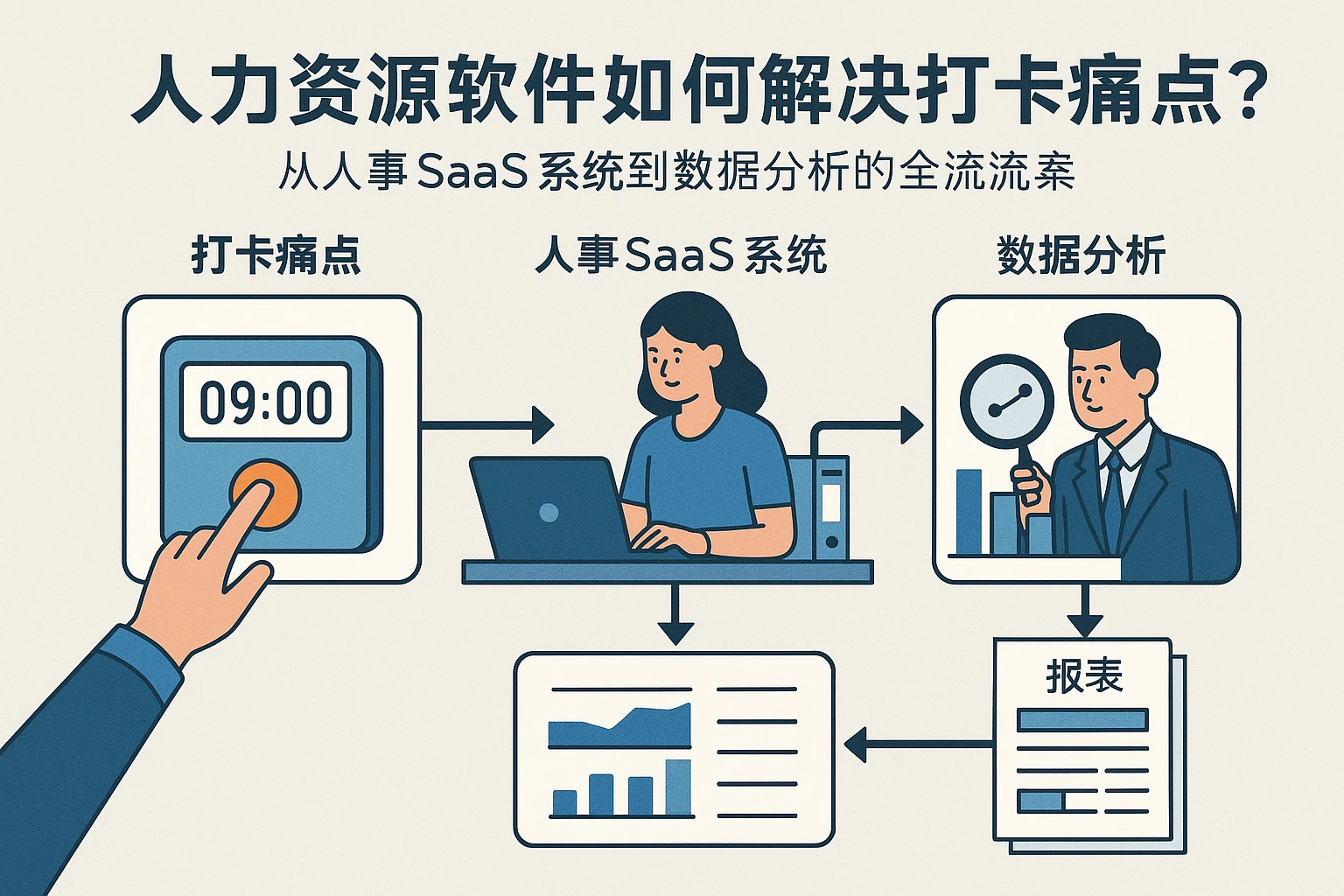 人力资源软件如何解决打卡痛点？从人事SaaS系统到数据分析的全流程方案