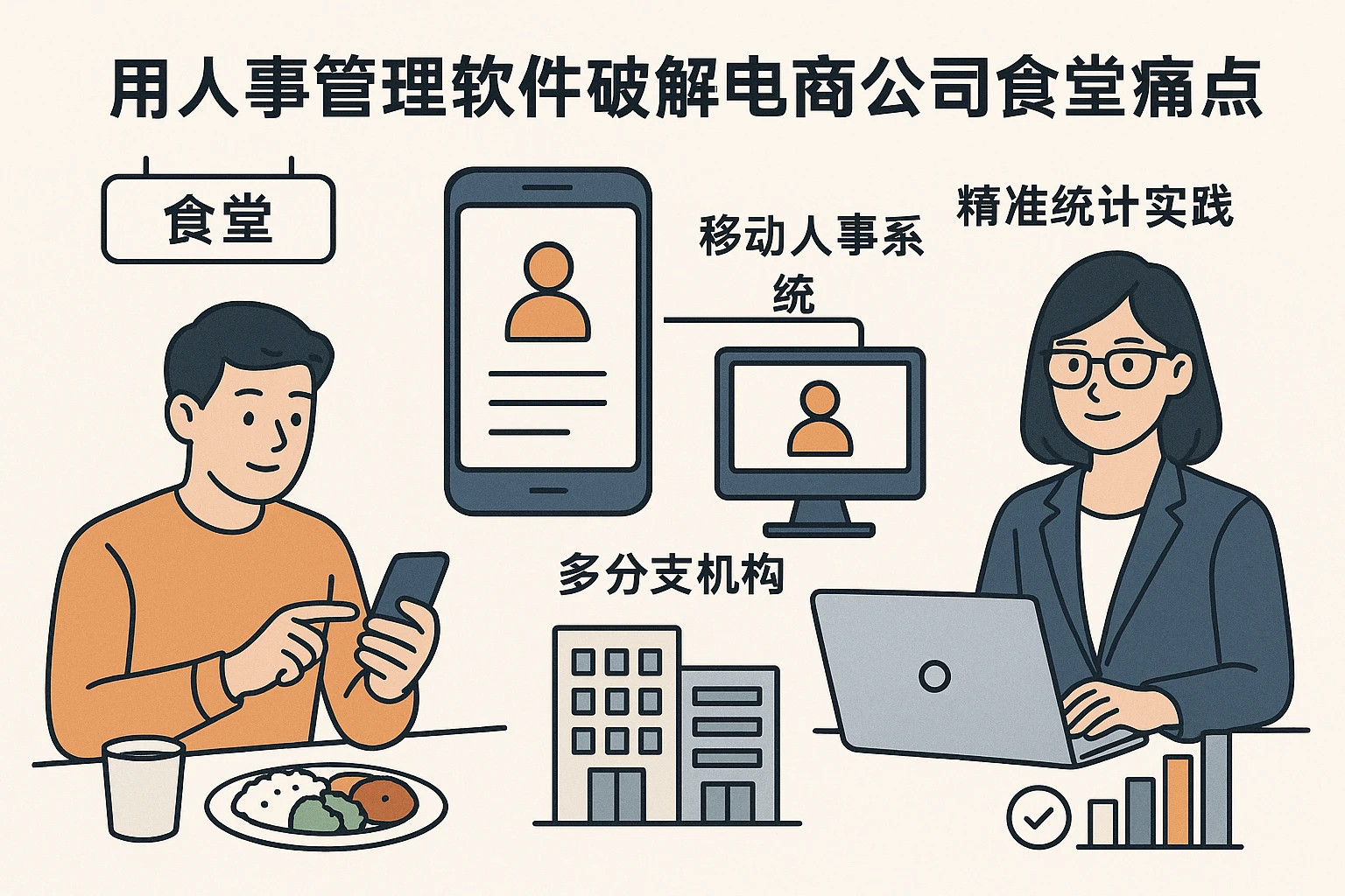 用人事管理软件破解电商公司食堂痛点——移动人事系统与多分支机构人事系统的精准统计实践