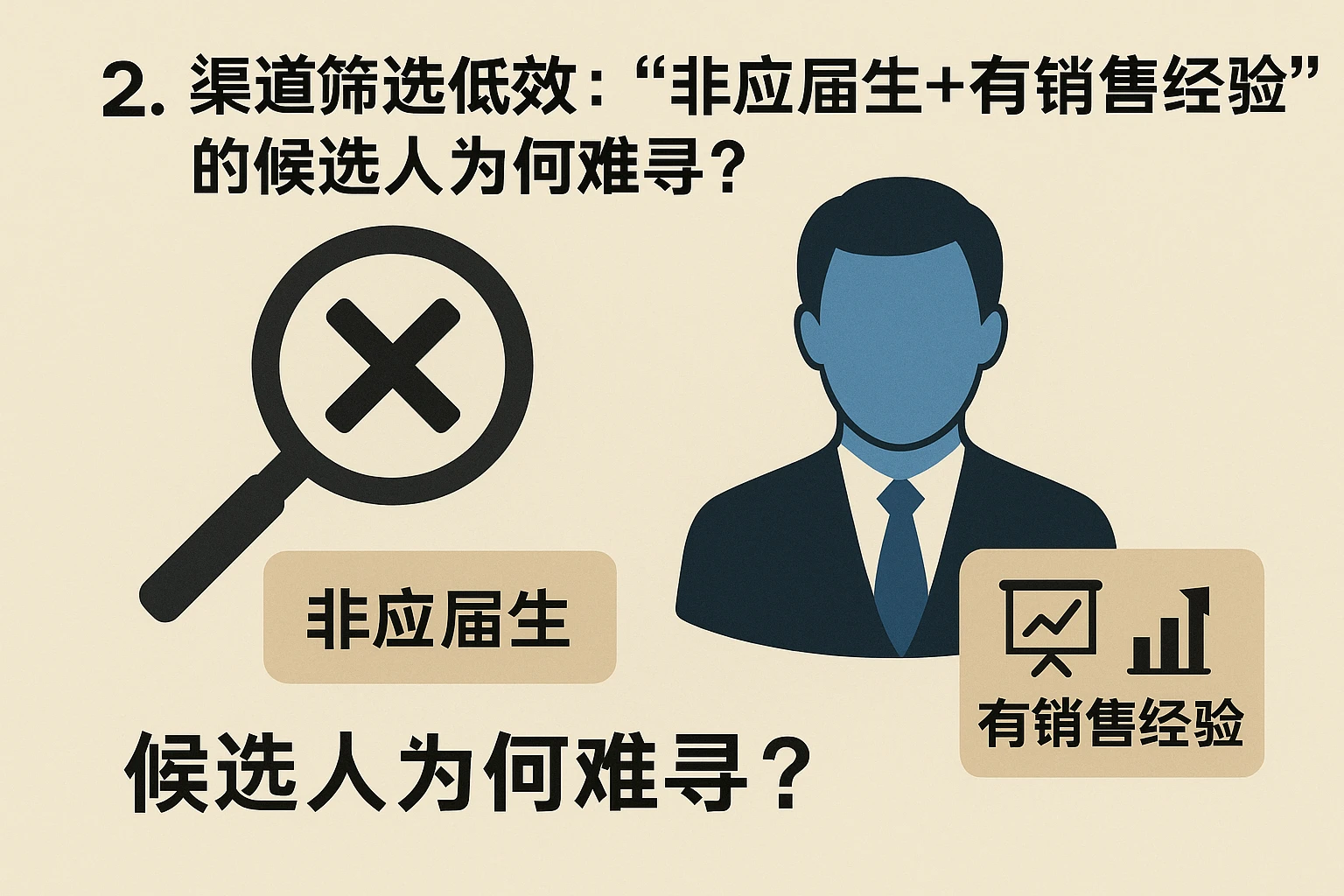 2. 渠道筛选低效:“非应届生+有销售经验”的候选人为何难寻?