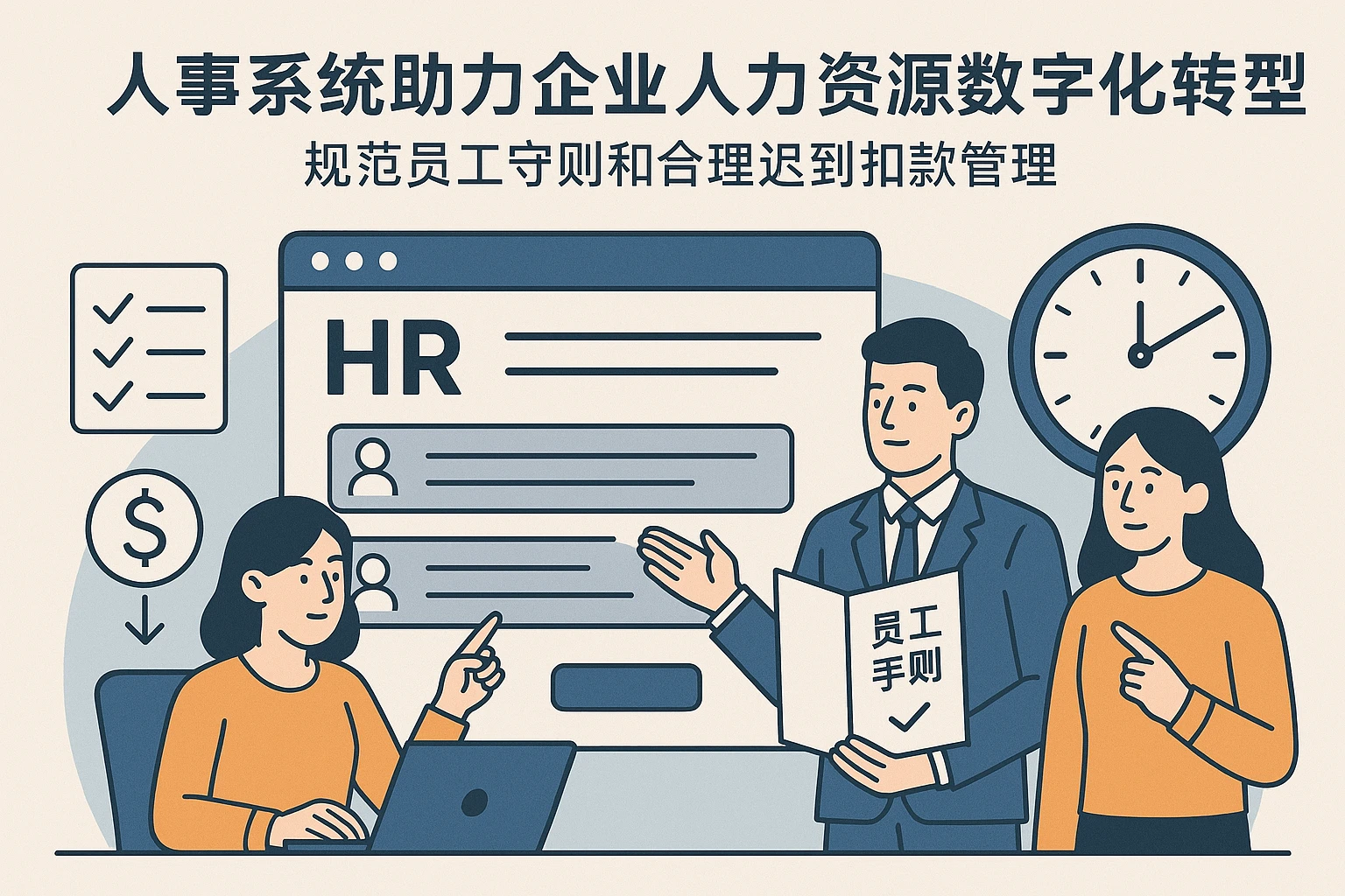 人事系统助力企业人力资源数字化转型：规范员工守则和合理迟到扣款管理