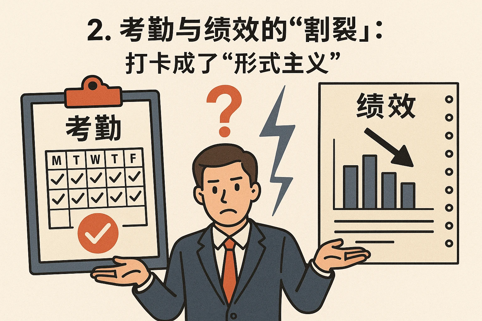 2. 考勤与绩效的“割裂”：打卡成了“形式主义”