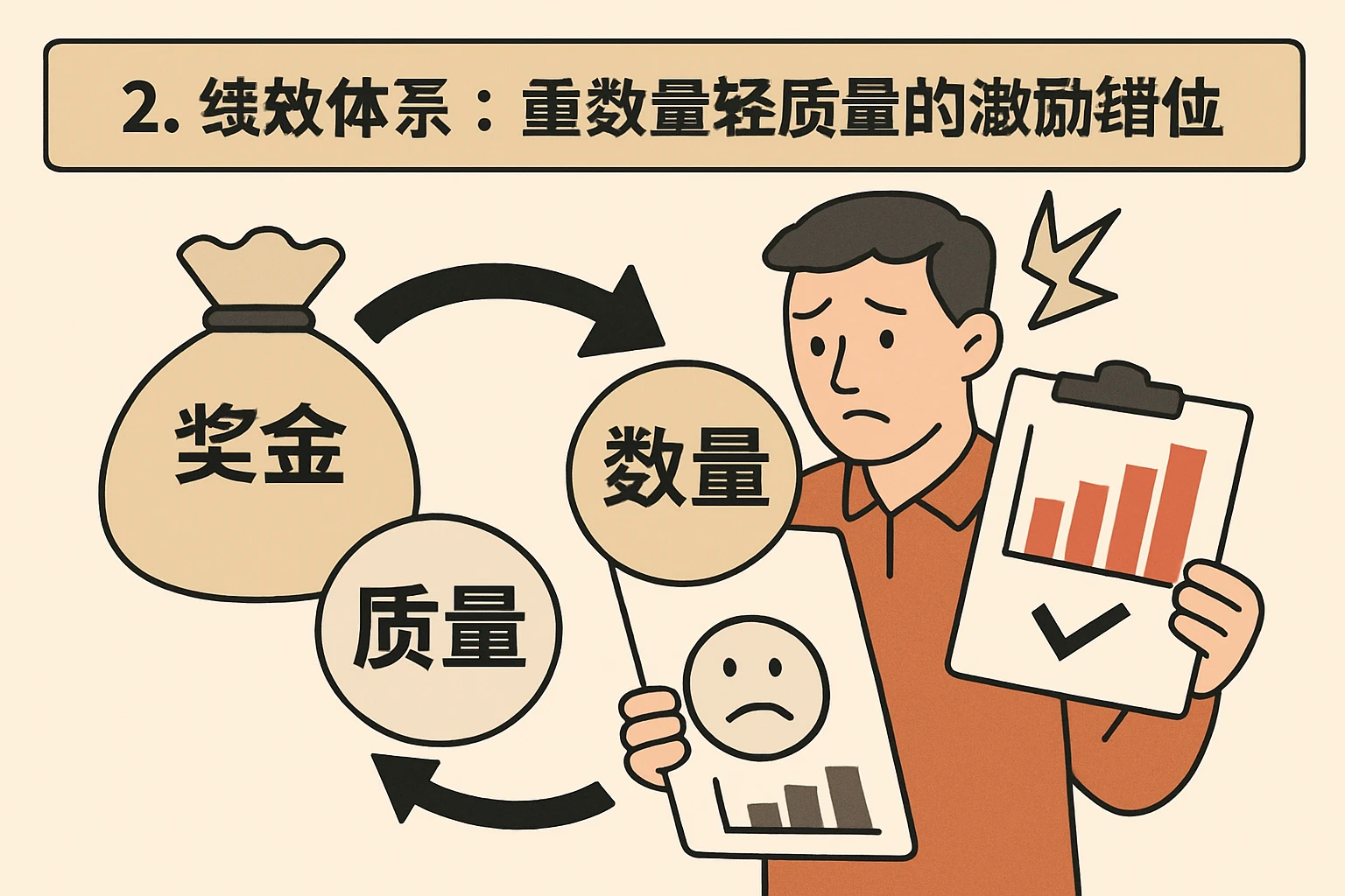 2. 绩效体系：重数量轻质量的激励错位