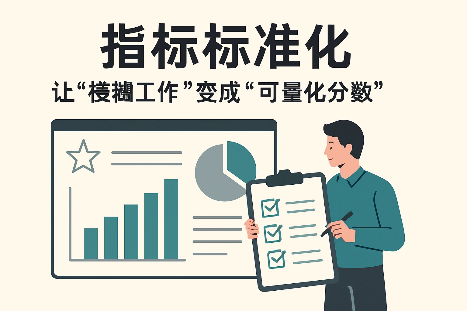 2. 指标标准化：让“模糊工作”变成“可量化分数”