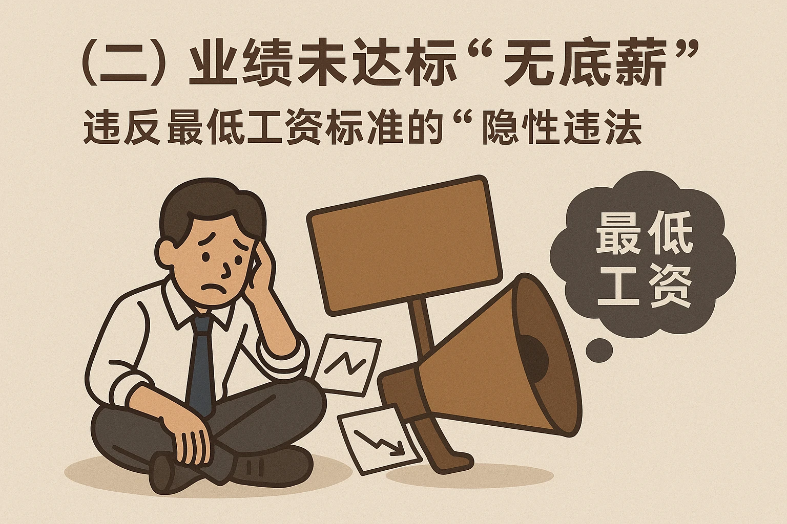（二）业绩未达标“无底薪”：违反最低工资标准的“隐性违法”