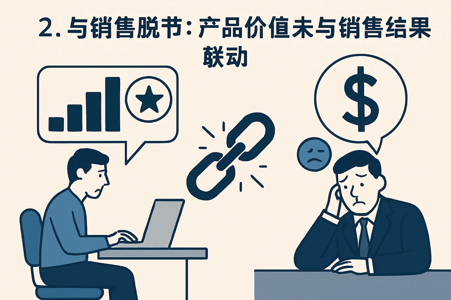 2. 与销售脱节：产品价值未与销售结果联动