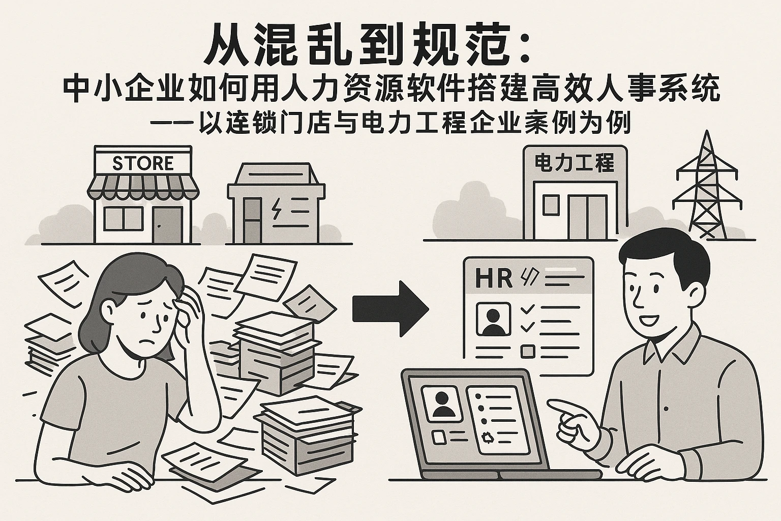 从混乱到规范：中小企业如何用人力资源软件搭建高效人事系统——以连锁门店与电力工程企业案例为例