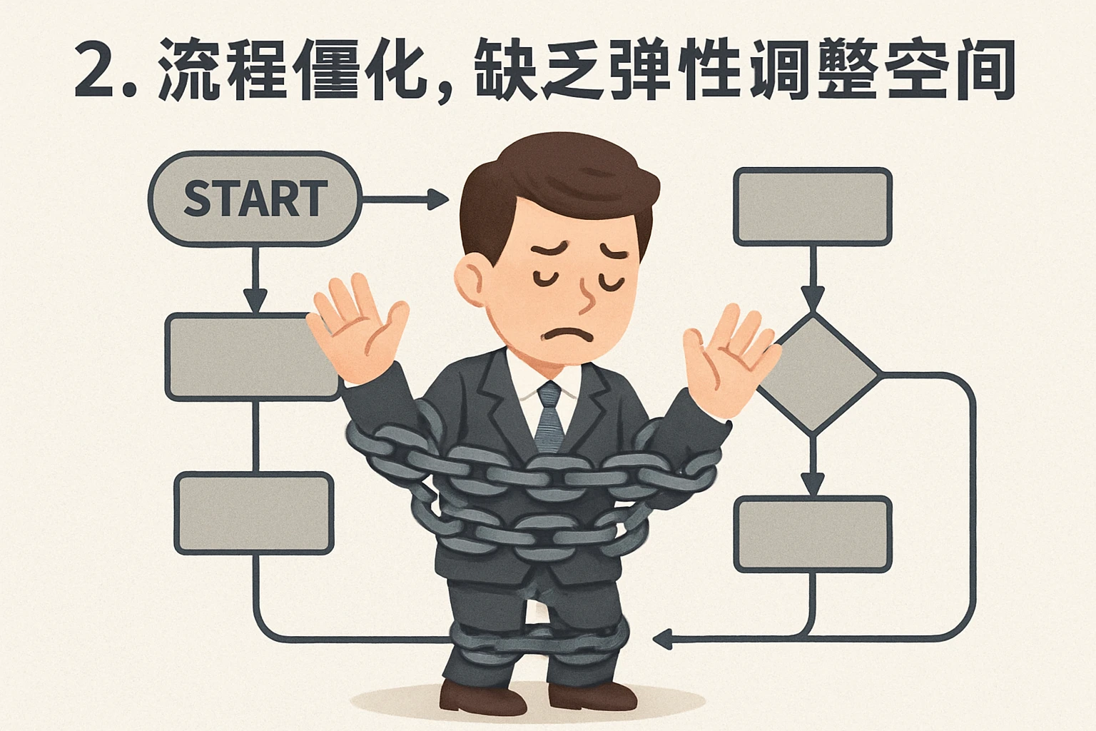 2. 流程僵化，缺乏弹性调整空间
