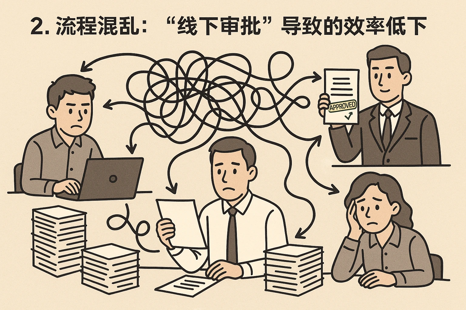 2. 流程混乱：“线下审批”导致的效率低下