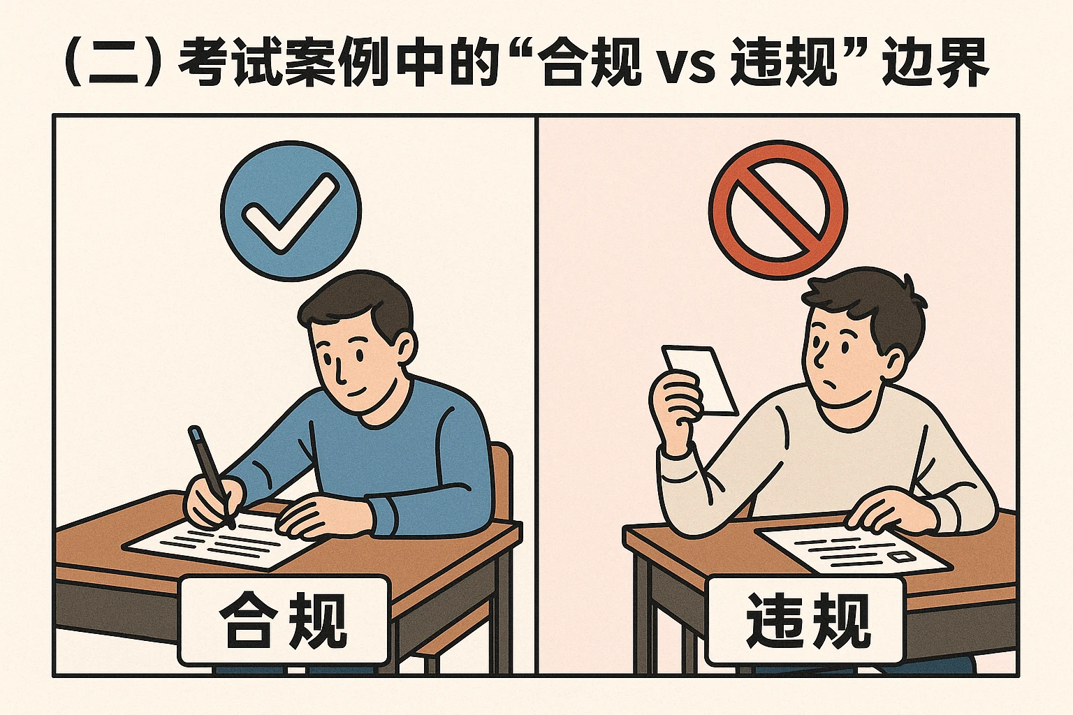 （二）考试案例中的“合规 vs 违规”边界