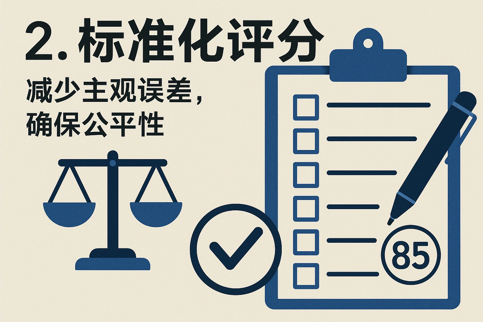 2. 标准化评分：减少主观误差，确保公平性