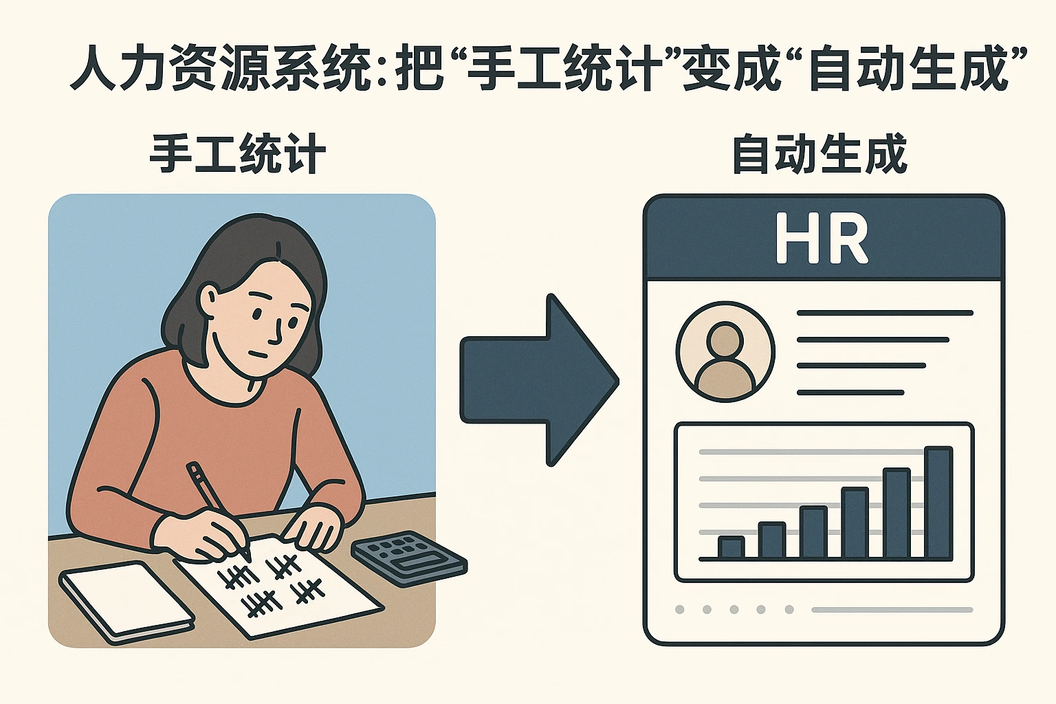 2. 人力资源系统：把“手工统计”变成“自动生成”