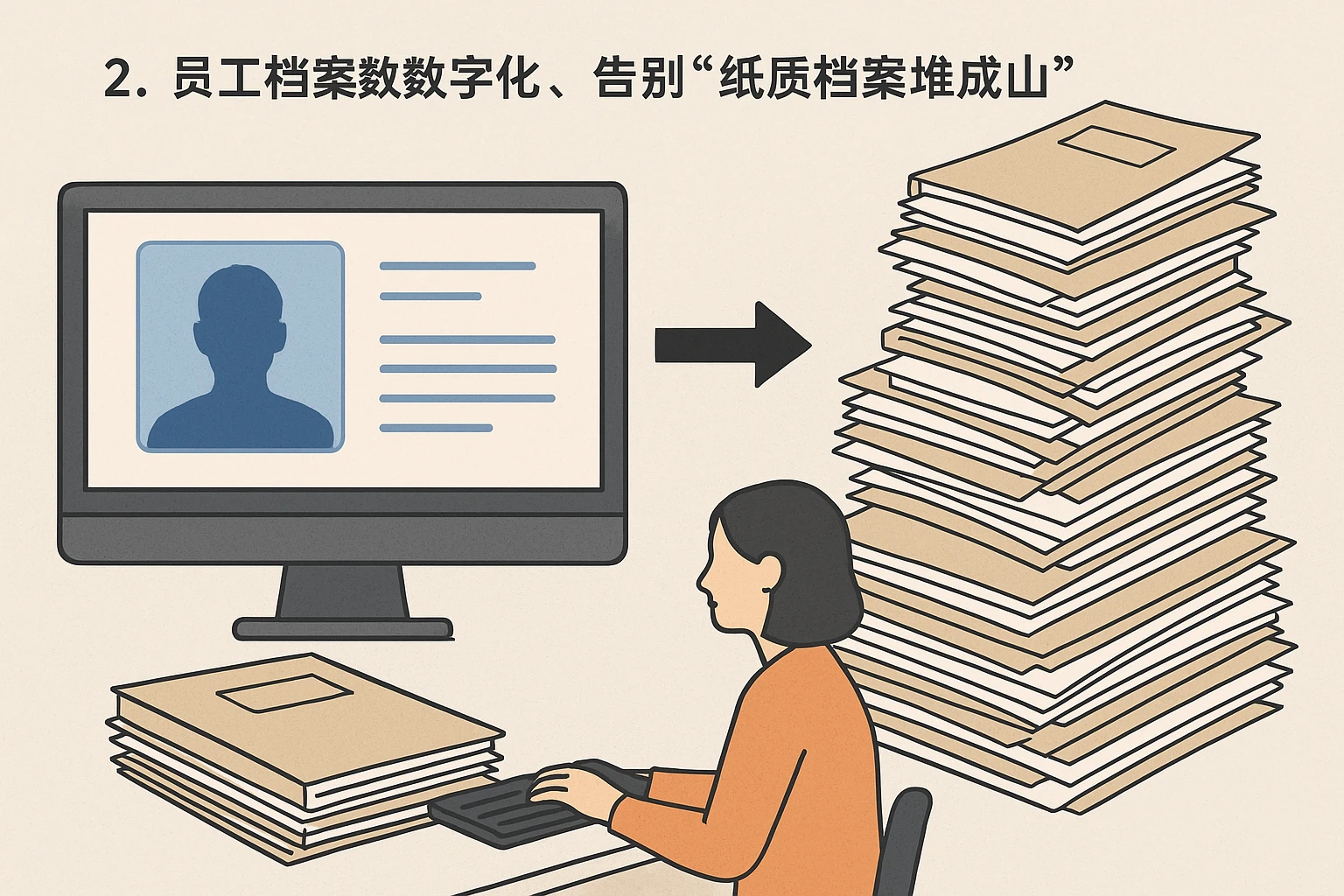2. 员工档案数字化，告别“纸质档案堆成山”