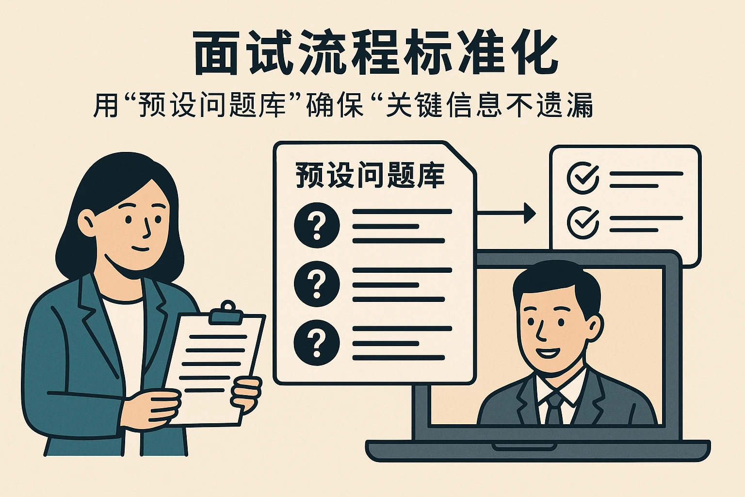 2. 面试流程标准化：用“预设问题库”确保“关键信息不遗漏”