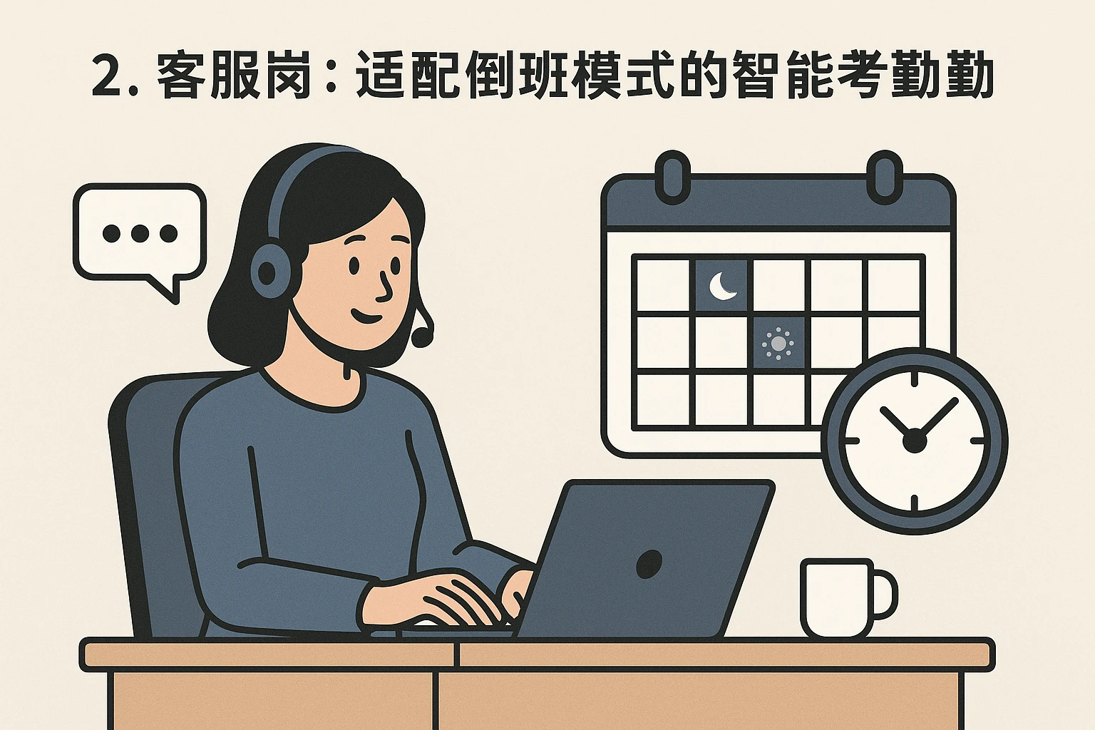 2. 客服岗：适配倒班模式的智能考勤