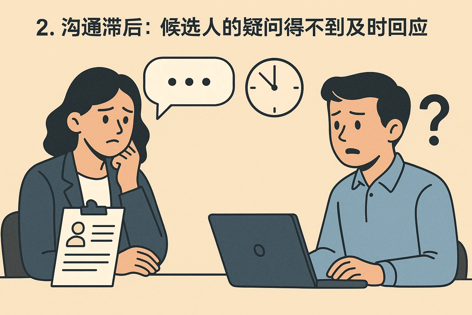 2. 沟通滞后：候选人的疑问得不到及时回应