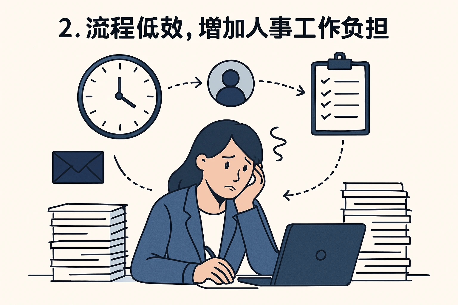 2. 流程低效，增加人事工作负担
