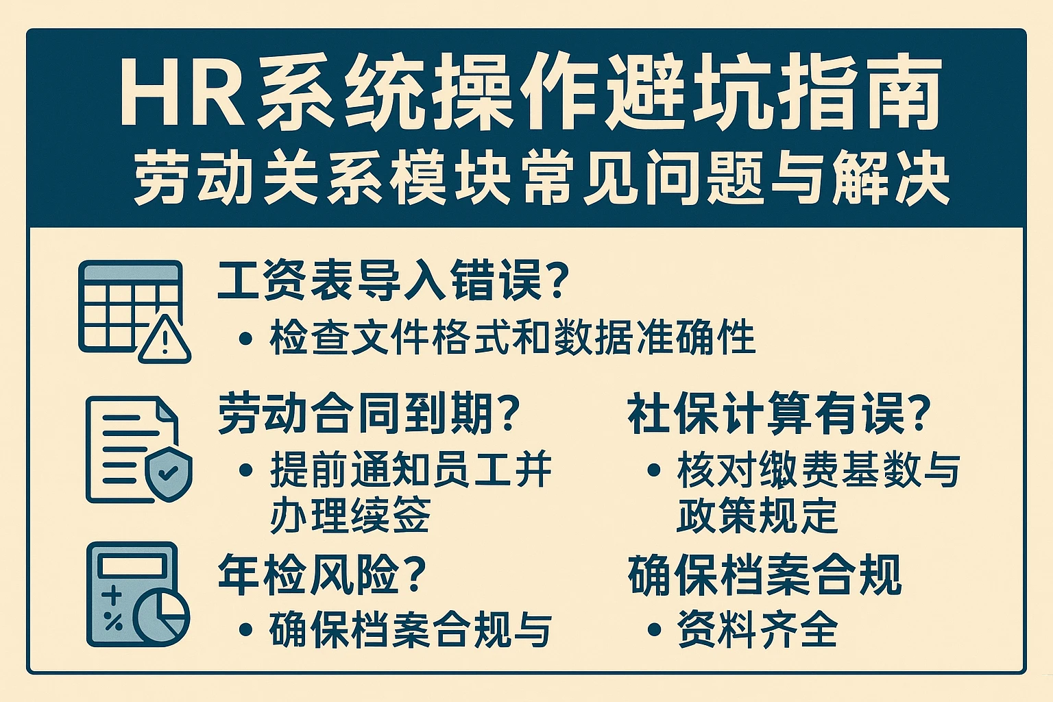 HR系统操作避坑指南：劳动关系模块常见问题与解决——从工资表导入错误到年检风险的全解析