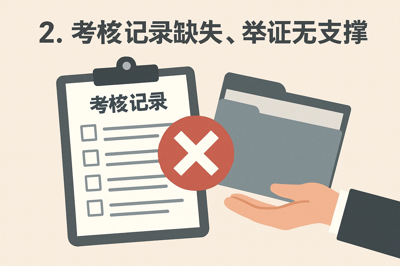 2. 考核记录缺失，举证无支撑