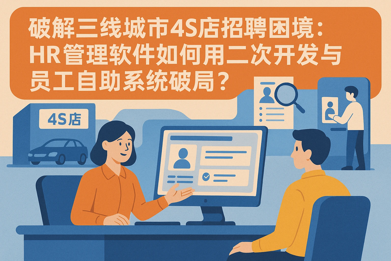 破解3线城市4S店招聘困境：HR管理软件如何用二次开发与员工自助系统破局？