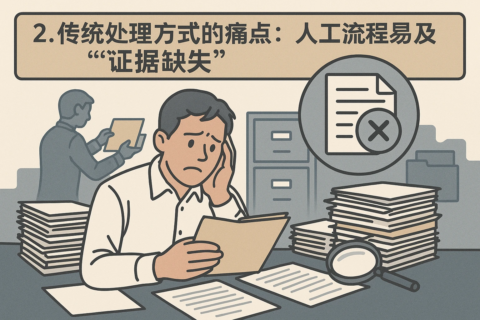 2. 传统处理方式的痛点：人工流程易引发“证据缺失”