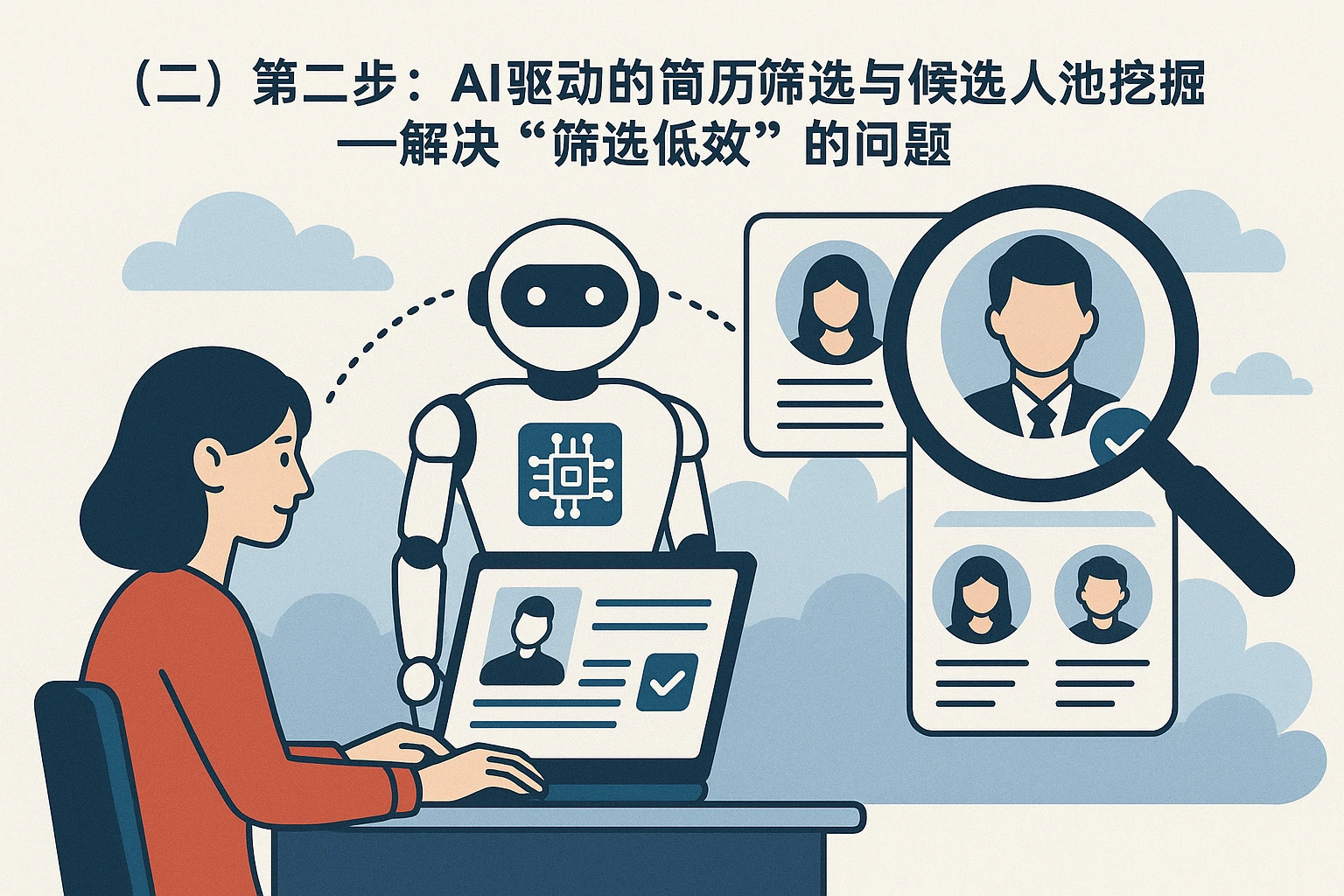 （二）第二步：AI驱动的简历筛选与候选人池挖掘——解决“筛选低效”的问题