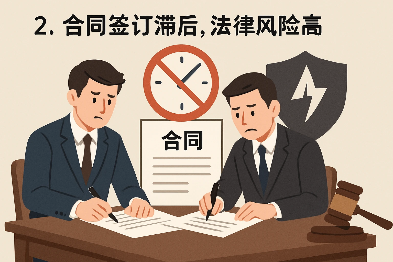2. 合同签订滞后，法律风险高