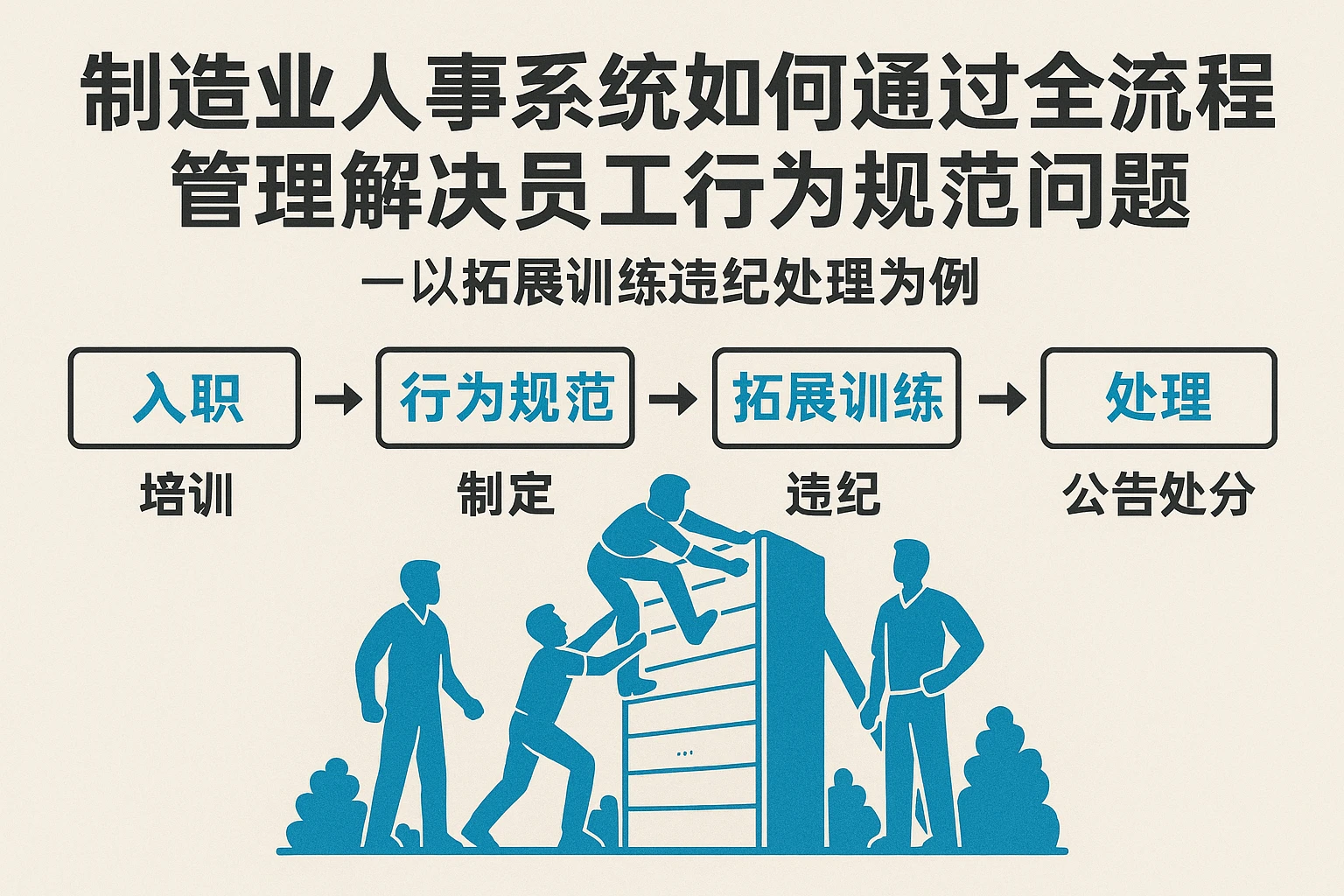 制造业人事系统如何通过全流程管理解决员工行为规范问题——以拓展训练违纪处理为例